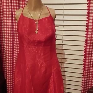 Elegant Red Halter Dress